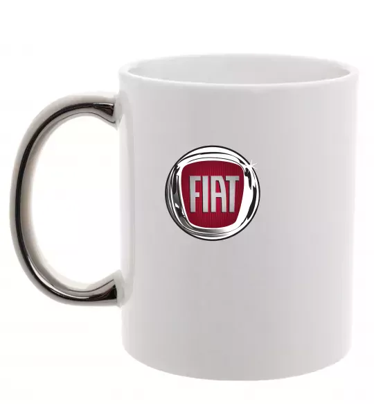 Чашка з кольоровою ручкою Fiat logo Срібло фото
