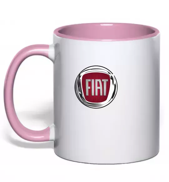 Чашка з кольоровою ручкою Fiat logo Ніжно рожевий фото