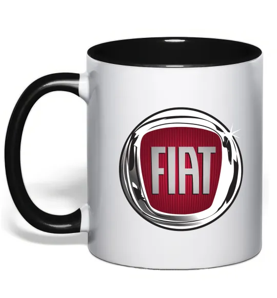 Чашка з кольоровою ручкою Fiat logo Чорний фото