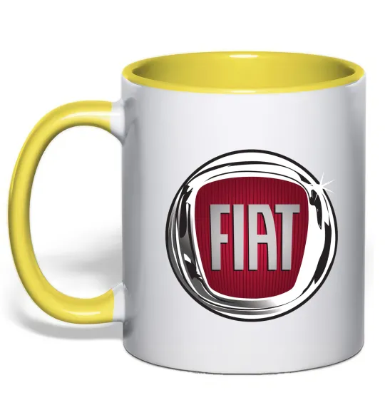 Чашка з кольоровою ручкою Fiat logo Лимонний фото