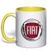 Чашка з кольоровою ручкою Fiat logo Лимонний фото