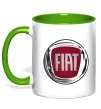 Чашка з кольоровою ручкою Fiat logo Лаймовий фото