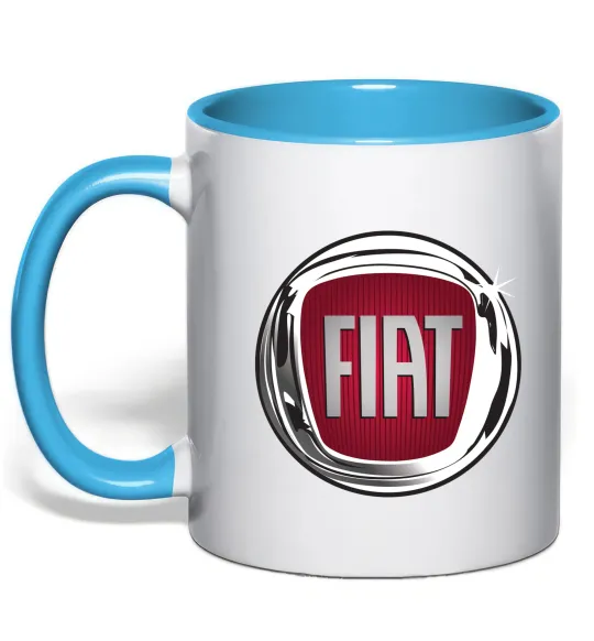 Чашка з кольоровою ручкою Fiat logo Блакитний фото