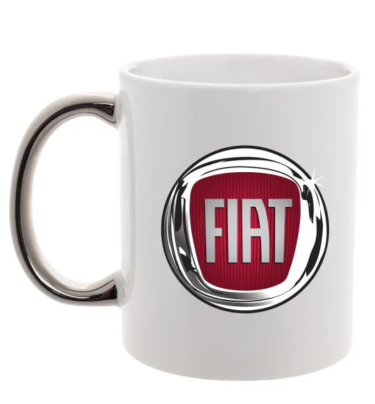 Чашка з кольоровою ручкою Fiat logo Срібло фото