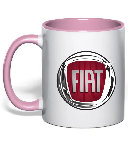 Чашка з кольоровою ручкою Fiat logo Ніжно рожевий фото