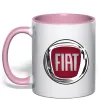 Чашка з кольоровою ручкою Fiat logo Ніжно рожевий фото