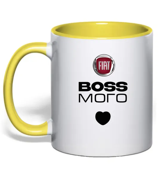 Чашка з кольоровою ручкою Fiat boss Лимонний фото