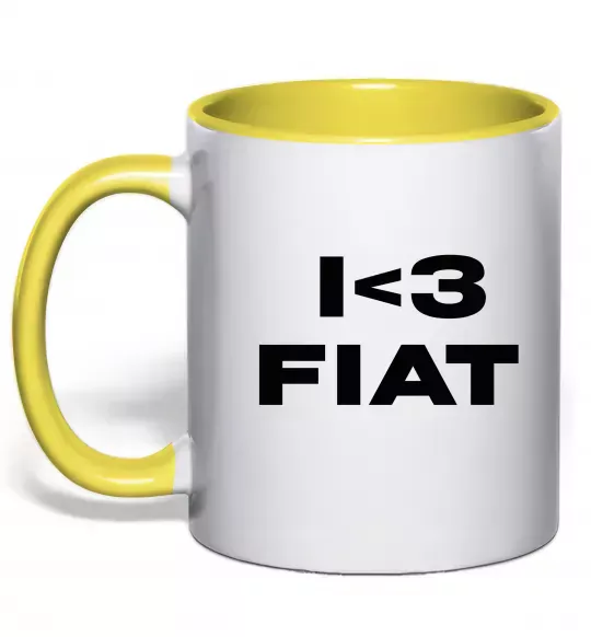 Чашка з кольоровою ручкою I <3 Fiat Сонячно жовтий фото