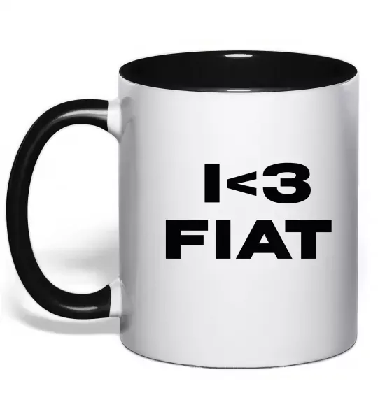 Чашка з кольоровою ручкою I <3 Fiat Чорний фото