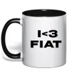 Чашка з кольоровою ручкою I <3 Fiat Чорний фото