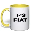 Чашка з кольоровою ручкою I <3 Fiat Лимонний фото