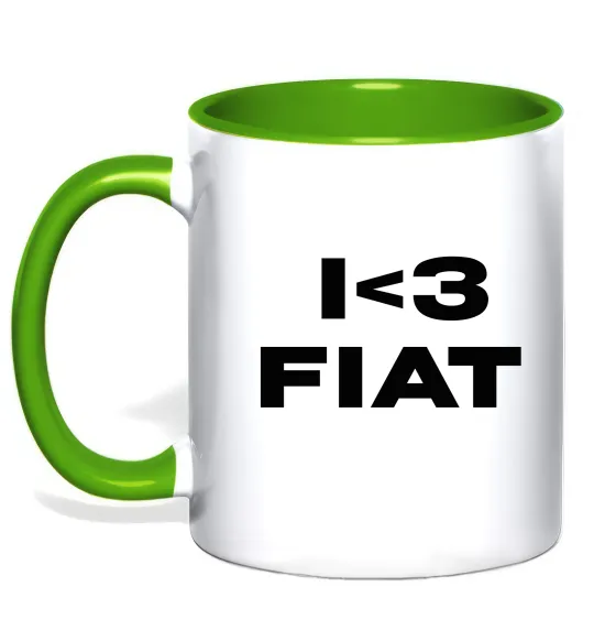 Чашка з кольоровою ручкою I <3 Fiat Лаймовий фото