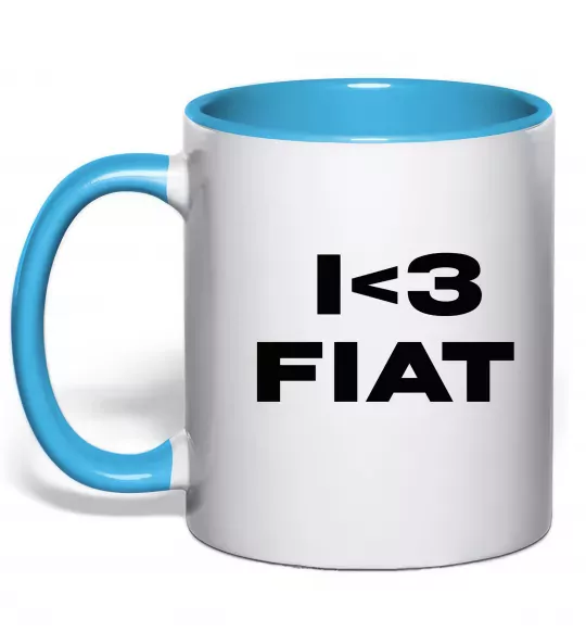 Чашка з кольоровою ручкою I <3 Fiat Блакитний фото