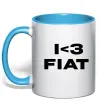 Чашка з кольоровою ручкою I <3 Fiat Блакитний фото