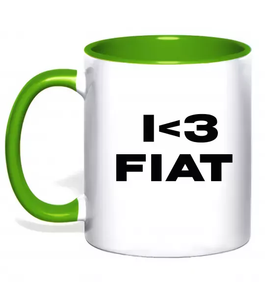 Чашка з кольоровою ручкою I <3 Fiat Зелений фото
