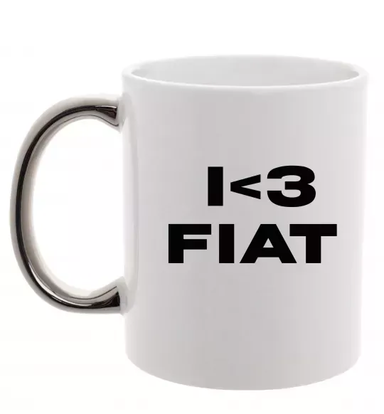 Чашка з кольоровою ручкою I <3 Fiat Срібло фото