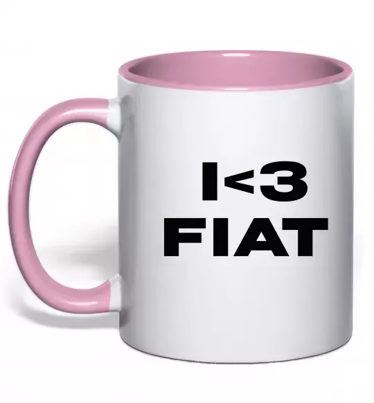 Чашка з кольоровою ручкою I <3 Fiat Ніжно рожевий фото