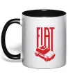 Чашка з кольоровою ручкою Fiat car Чорний фото