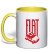 Чашка с цветной ручкой Fiat car Лимонный фото