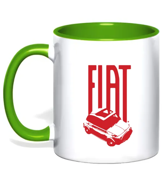 Чашка с цветной ручкой Fiat car Лаймовый фото