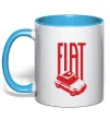 Чашка з кольоровою ручкою Fiat car Блакитний фото