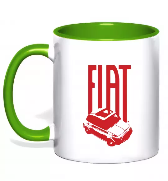 Чашка з кольоровою ручкою Fiat car Зелений фото