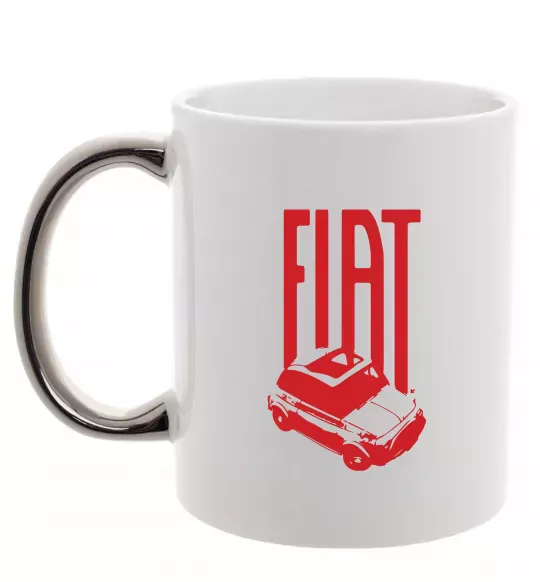 Чашка з кольоровою ручкою Fiat car Срібло фото