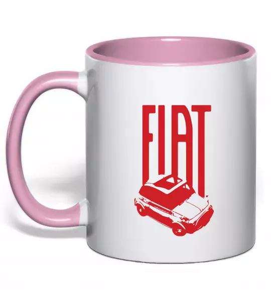 Чашка з кольоровою ручкою Fiat car Ніжно рожевий фото