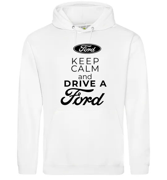 Жіноча толстовка (худі) Keep calm and drive Ford Білий фото