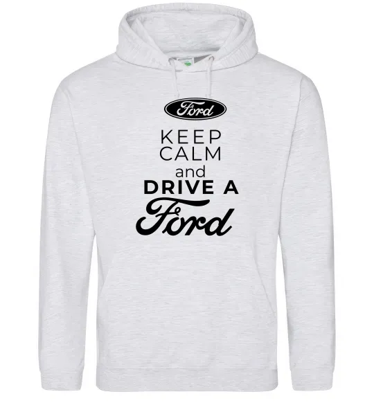 Жіноча толстовка (худі) Keep calm and drive Ford Сірий меланж фото