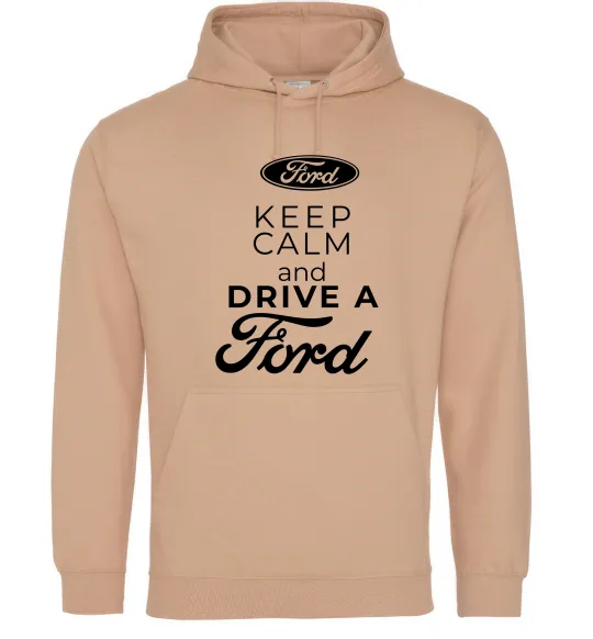 Жіноча толстовка (худі) Keep calm and drive Ford Пісочний фото