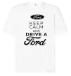 Футболка Оверсайз Keep calm and drive Ford Білий фото