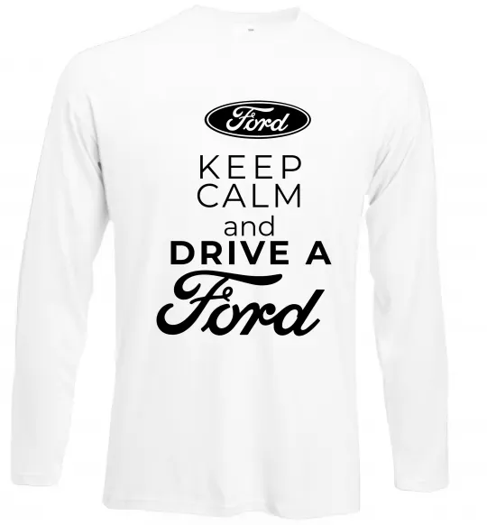 Лонгслів Keep calm and drive Ford Білий фото