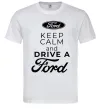 Мужская футболка Keep calm and drive Ford Белый фото