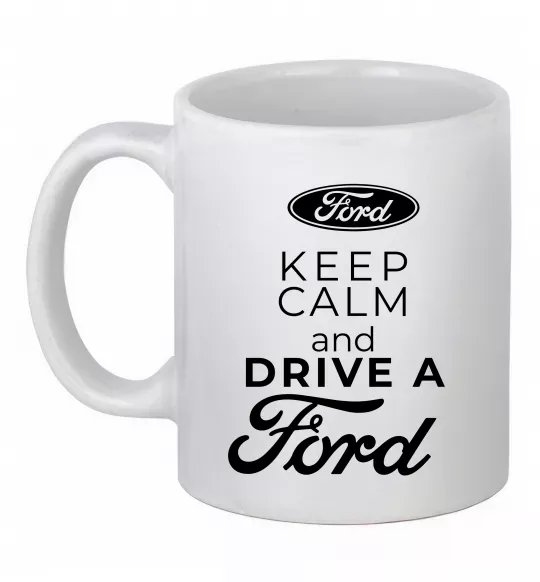 Чашка керамічна Keep calm and drive Ford Білий фото