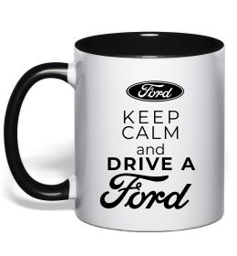 Чашка с цветной ручкой Keep calm and drive Ford