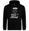 Мужская толстовка (худи) Keep calm and drive Ford Черный фото
