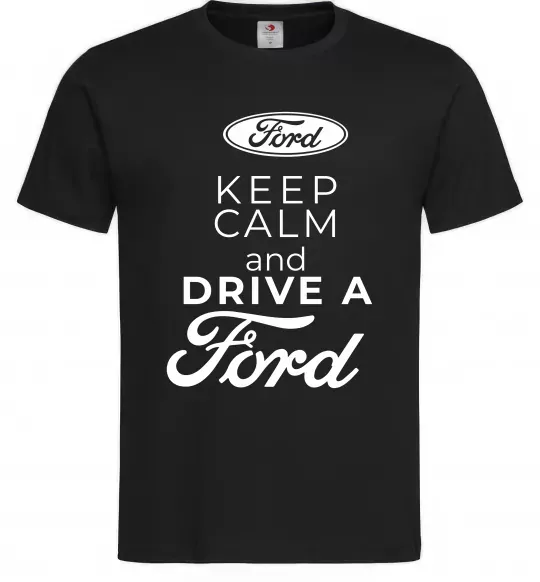 Мужская футболка Keep calm and drive Ford Черный фото