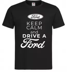 Мужская футболка Keep calm and drive Ford Черный фото