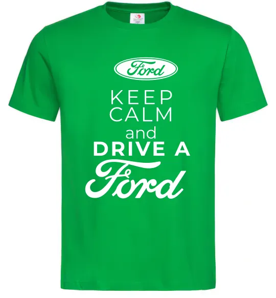 Мужская футболка Keep calm and drive Ford Зеленый фото