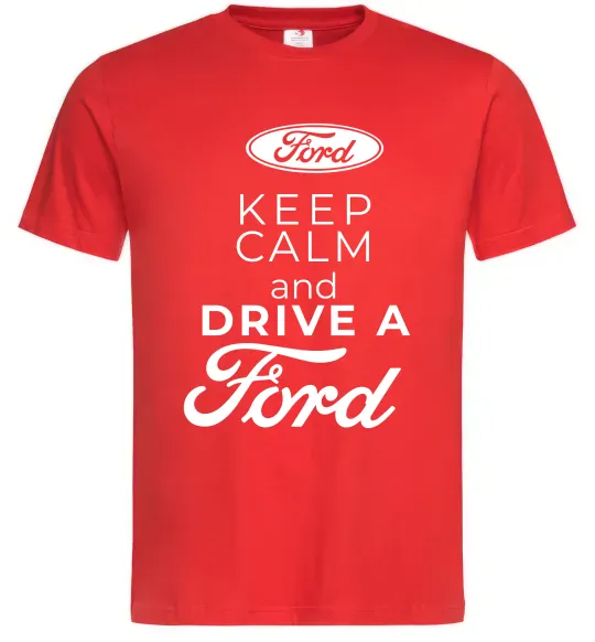 Мужская футболка Keep calm and drive Ford Красный фото