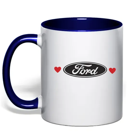 Чашка с цветной ручкой Ford logo heart Глубокий темно-синий фото