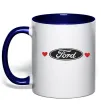 Чашка с цветной ручкой Ford logo heart Глубокий темно-синий фото