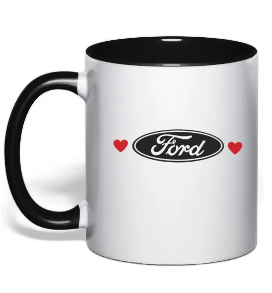 Чашка с цветной ручкой Ford logo heart Черный фото