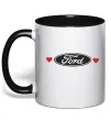 Чашка с цветной ручкой Ford logo heart Черный фото