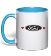 Чашка с цветной ручкой Ford logo heart Голубой фото