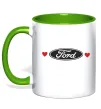 Чашка с цветной ручкой Ford logo heart Зеленый фото