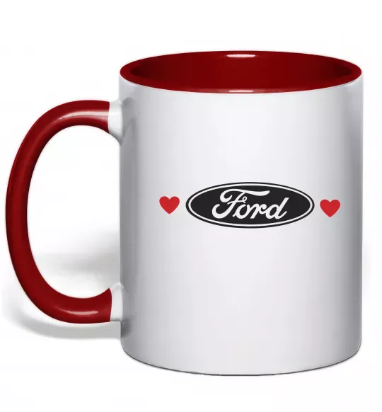 Чашка с цветной ручкой Ford logo heart Красный фото