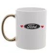Чашка с цветной ручкой Ford logo heart Золото фото