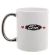 Чашка с цветной ручкой Ford logo heart Серебро фото